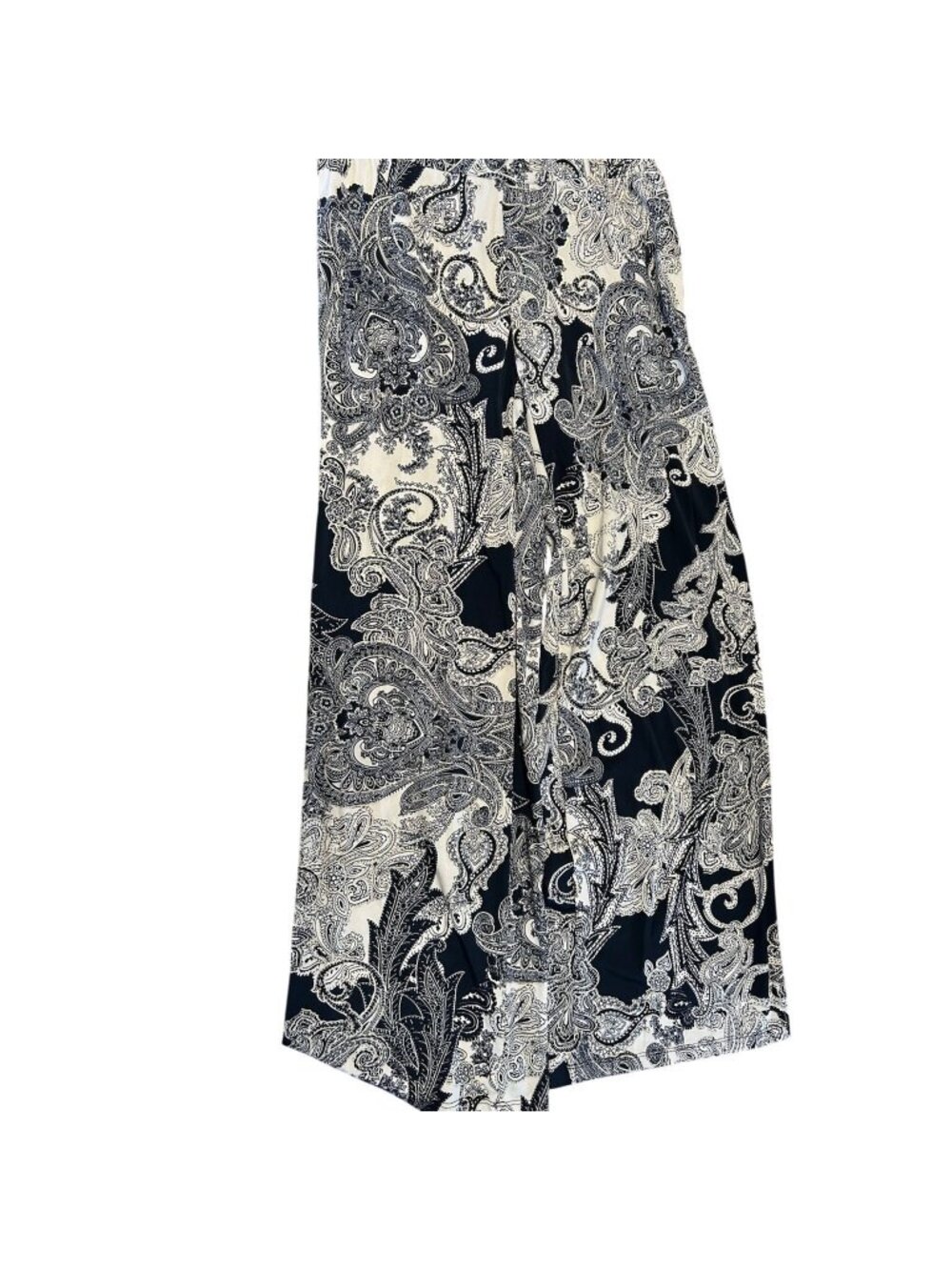 IMAN Global Chic Paisley Wide Leg Palazzo Pants Navy Blue White Size S Short